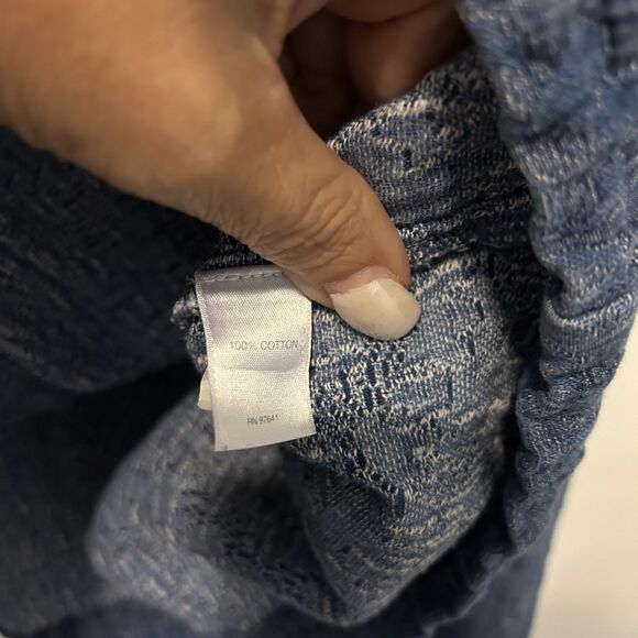 Pure Jill Jacket Womens M Blue Indigo Floral Jacquard Textured Boho Mature Offic - Picture 7 of 10